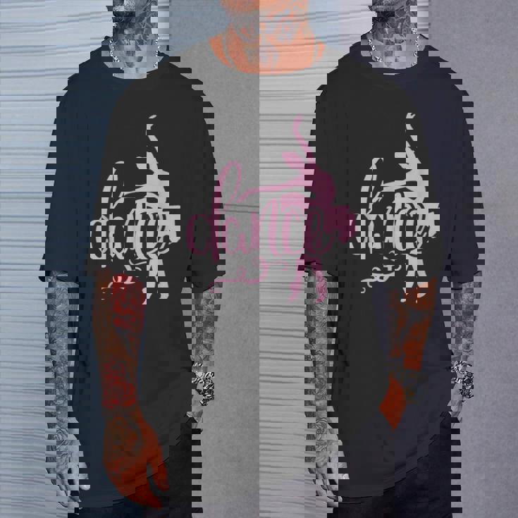 ピンクのバレエダンサー、スクリプトダンスレタリングデザイン。 Tシャツ 彼への贈り物