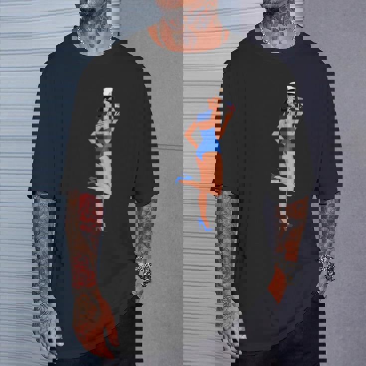 ピンナップガール セーラー アメリカ国旗 Tシャツ 彼への贈り物