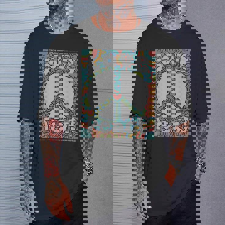 ピースサイン Love 60年代 70年代 タイダイ ヒッピー コスチュームシャツ Tシャツ 彼への贈り物