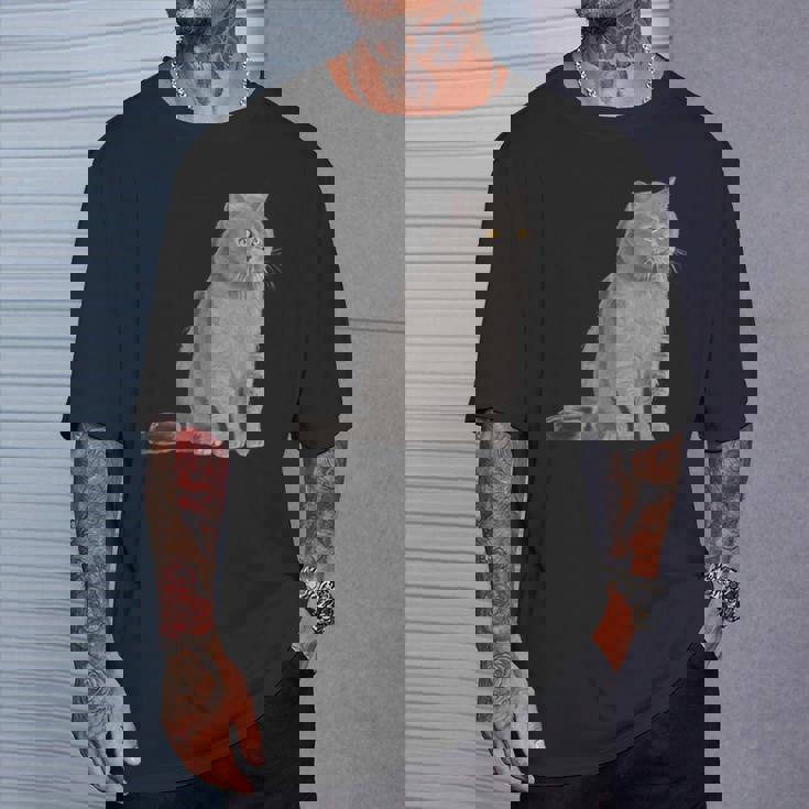 ブリティッシュショートヘアの猫 長袖tシャツ Tシャツ 彼への贈り物