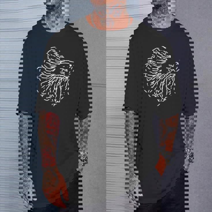 ベタ ラインアート アクアリウム 熱帯魚デザイン 長袖tシャツ Tシャツ 彼への贈り物