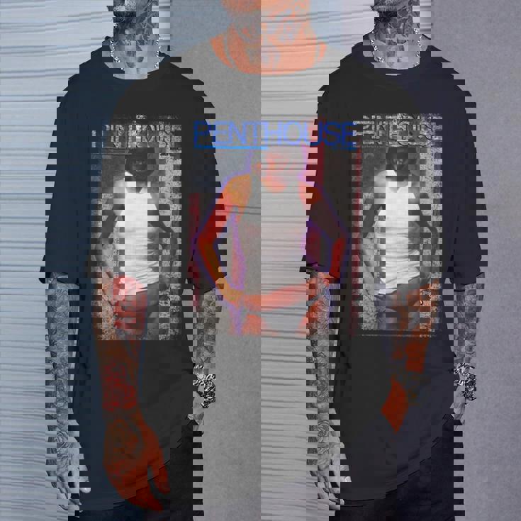 ペントハウスマガジン 1976年7月 ピンナップ ガール ヴィンテージ アメリカ国旗 Tシャツ 彼への贈り物