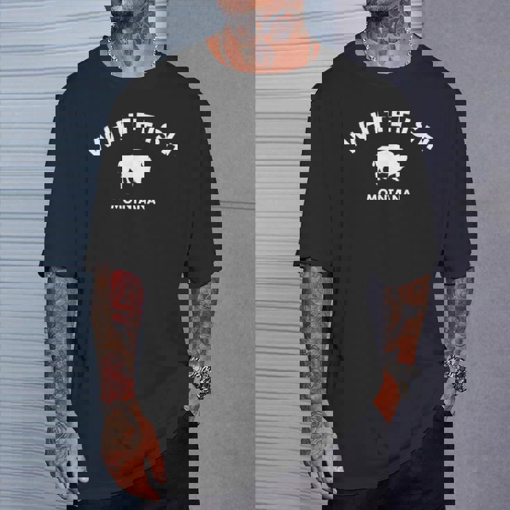 ホワイトフィッシュモンタナバッファロー-ビッグスカイカントリーバイソンアメリカ Tシャツ 彼への贈り物