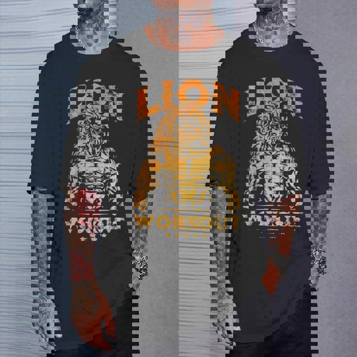 ライオン ワークアウト ゴールド トレーニング ビースト ジム フィットネス パワーマッスル Tシャツ 彼への贈り物