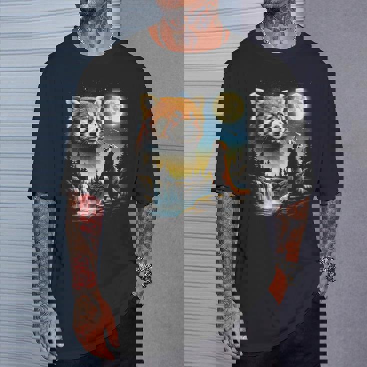 レッサーパンダ ハウリング トゥ ザ ムーン ミーム おもしろ 90年代 レッサーパンダ Tシャツ 彼への贈り物