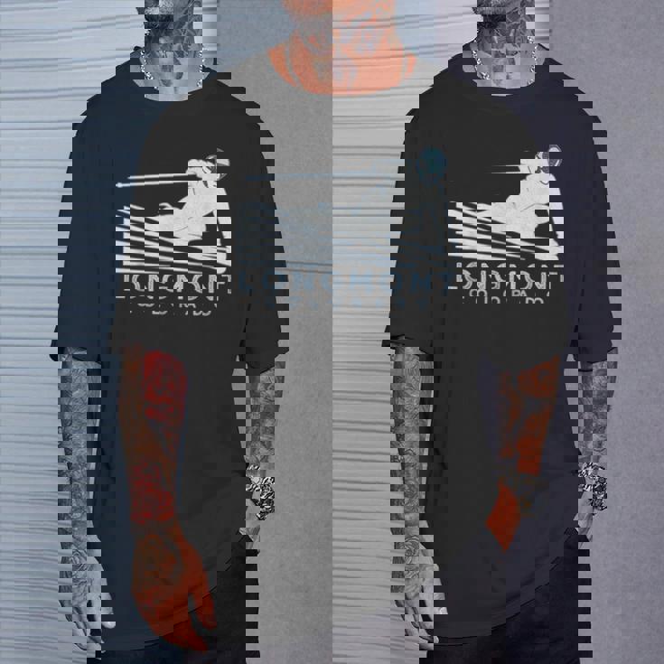 レトロ スキー ロングモント コロラドイラスト ヴィンテージ スノー スキー Tシャツ 彼への贈り物