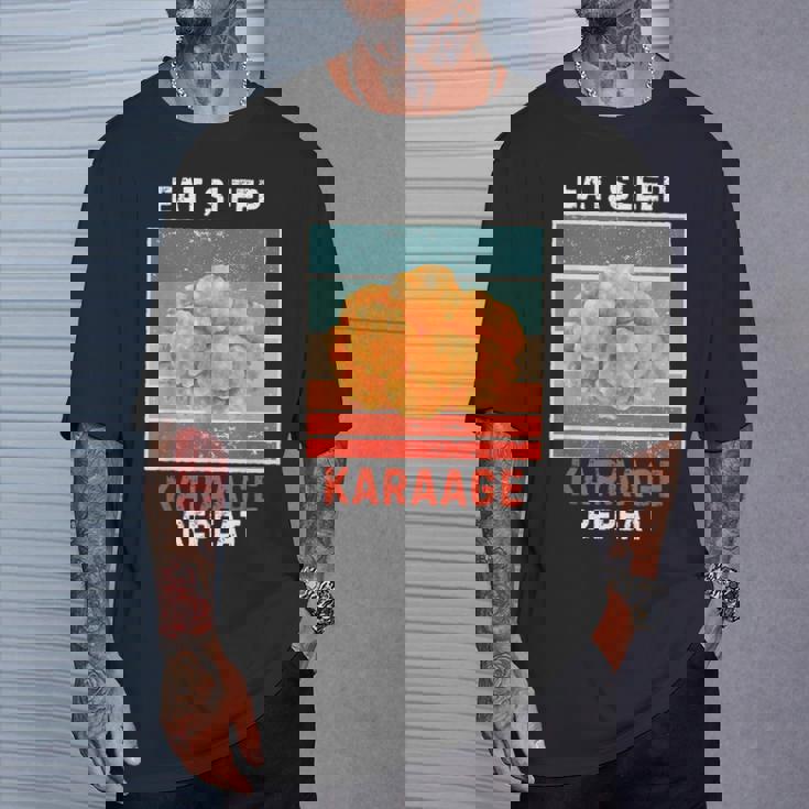 レトロ 食べる 寝る からあげ リピート ヴィンテージ からあげ フード好き Tシャツ 彼への贈り物