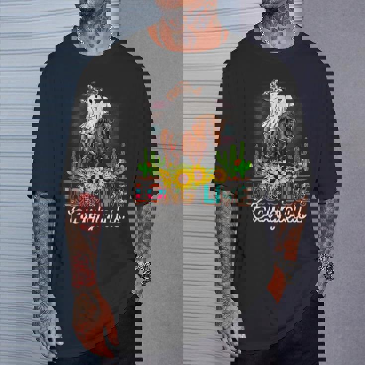 ロングライブ カウグール ウエスタンゴースト 乗馬馬 ハロウィン Tシャツ 彼への贈り物