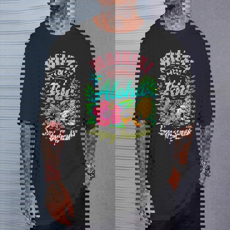 ワイキキ ハワイ アロハ サーフィン パラダイス ハイビスカス パイナップル Tシャツ 彼への贈り物