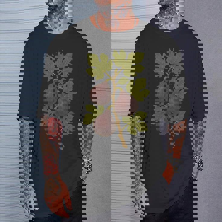 ヴィンテージ ボタニカル イチジク 自然 フルーツ アートプリント Tシャツ 彼への贈り物