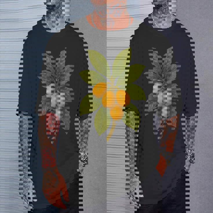 ヴィンテージ ボタニカル ビワ 自然 フルーツ アートプリント Tシャツ 彼への贈り物