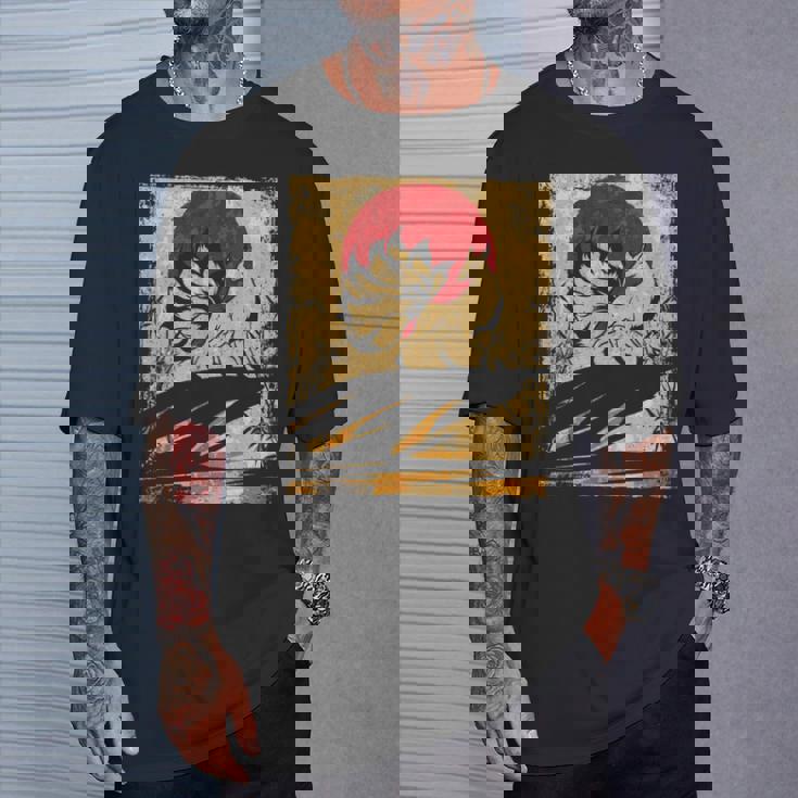 九尾の狐 日本のレトロアート 長袖tシャツ Tシャツ 彼への贈り物