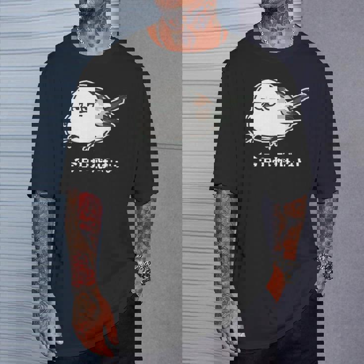 今日は飛ばない やる気ゼロなシマエナガ イラスト 長袖tシャツ Tシャツ 彼への贈り物