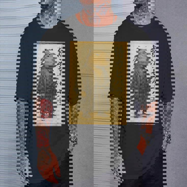 侍カピバラジャパン ビンテージアート Tシャツ 彼への贈り物