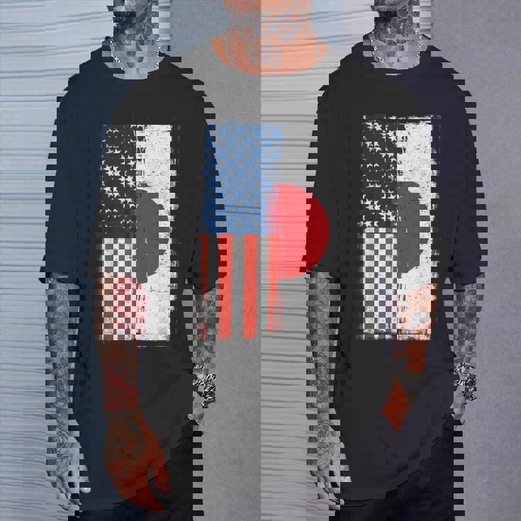 半日半 アメリカ国旗 日米ルーツ Tシャツ 彼への贈り物