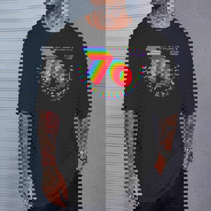 古希 同窓会 70歳 アラ古希 70歳誕生日 古希祝い 長寿 七色 70古希の集まり レインボーカラー 虹色 Tシャツ 彼への贈り物