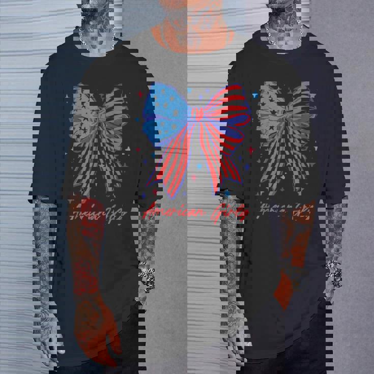 愛国的な弓 アメリカンガーリーシャツ 星条旗アート Tシャツ 彼への贈り物