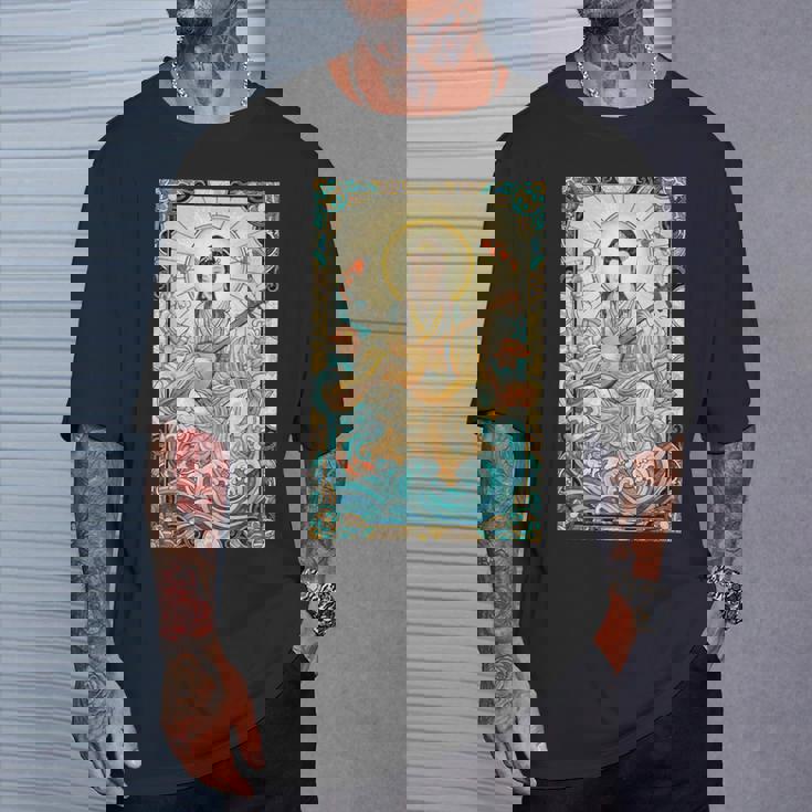 日本神話 音楽 女神弁財天 ステンドグラス Tシャツ 彼への贈り物