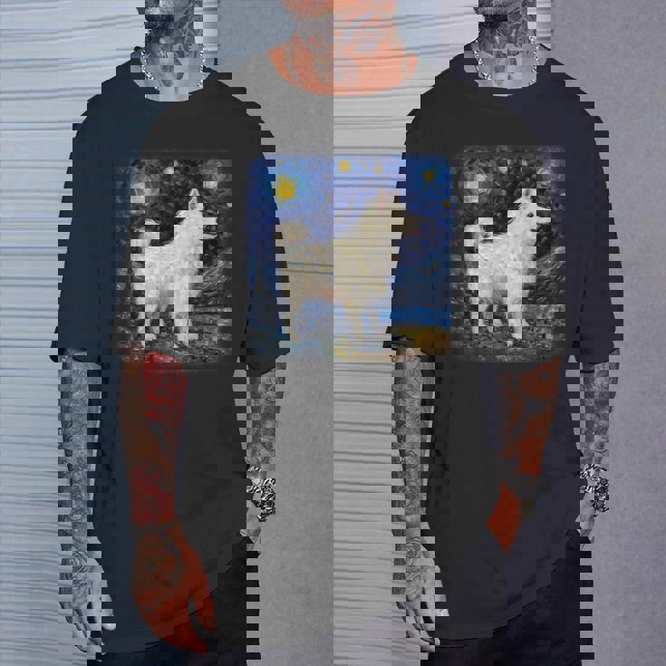 星月夜の犬 ヴァン・ゴッホ サモエド Tシャツ 彼への贈り物