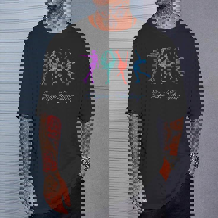 水彩 フィギュアスケート スパイラル レイバック ビールマン Tシャツ 彼への贈り物