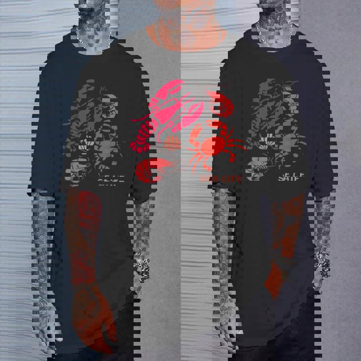 海洋生物、ロブスター、カニ、エビ、カミ、海洋、シーフード Tシャツ 彼への贈り物