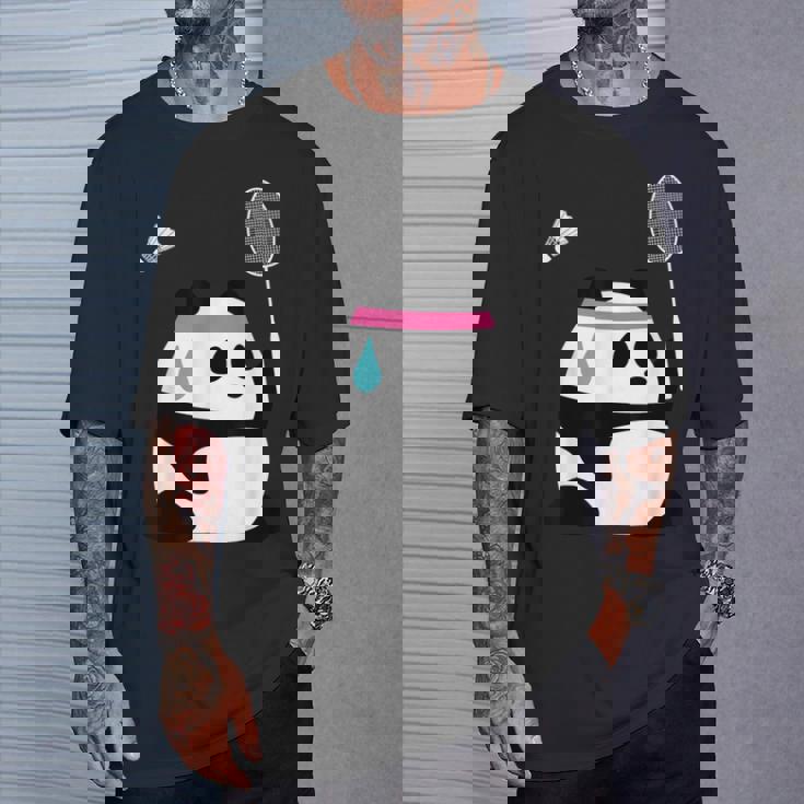 疲れきったバドミントンパンダ 面白いかわいいシャトルコック動物 Tシャツ 彼への贈り物