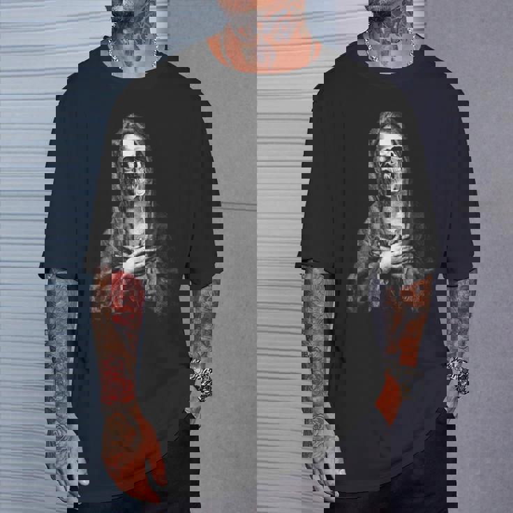 聖なる聖母マリア 神の母 不気味な思い出 森の頭蓋骨 Tシャツ 彼への贈り物