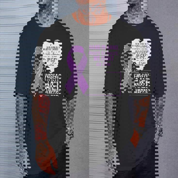 膵臓がん啓発 ハートトゥハート パープルリボン Tシャツ 彼への贈り物