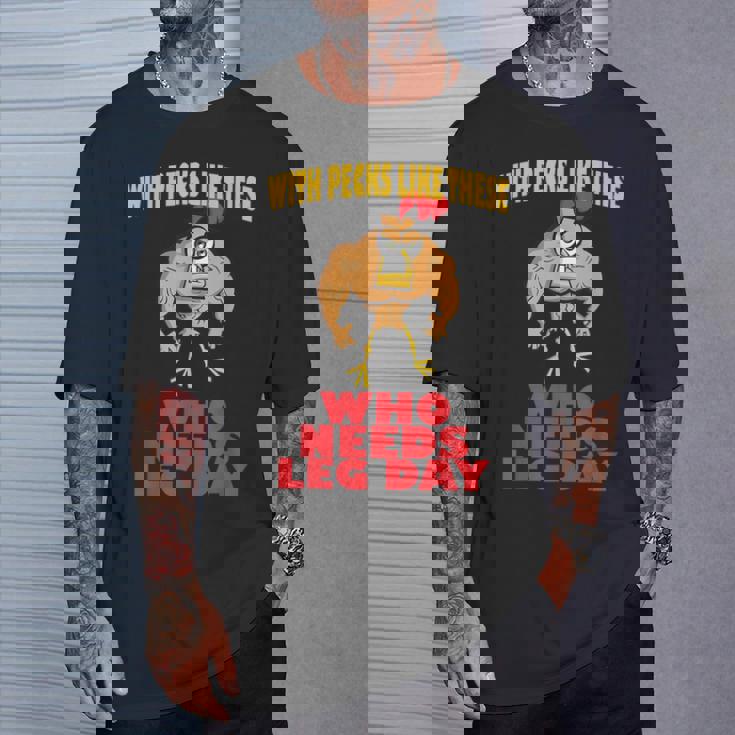 面白いジムフィットネスワークアウトtシャツ チキンレッグ Tシャツ 彼への贈り物