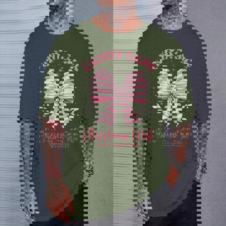 Pink Candy Cane Christmas Club Cute Coquette Bow Girl T-Shirt Gifts for Him