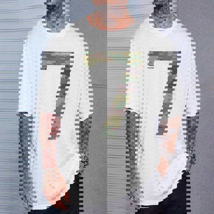 7 ジャージ ユニフォーム バーシティ スポーツ 迷彩 カモフラージュ 7Th Tシャツ 彼への贈り物