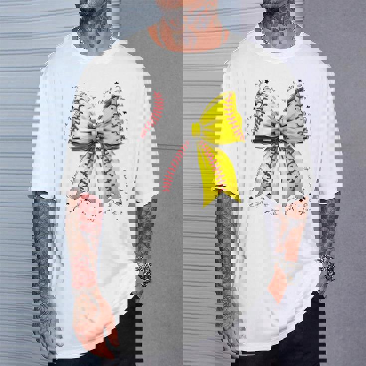 Baseball Softball Bow Coquette Baseball Mom Mama T-Shirt Gifts for Him