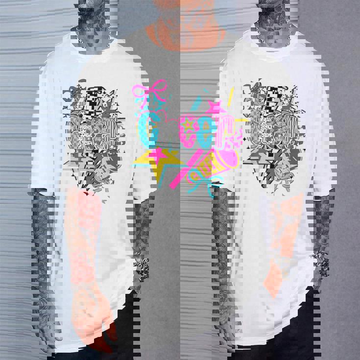 Cheer Season Football Bow Game Day Cheer Mom Cheerleading T-Shirt Gifts for Him