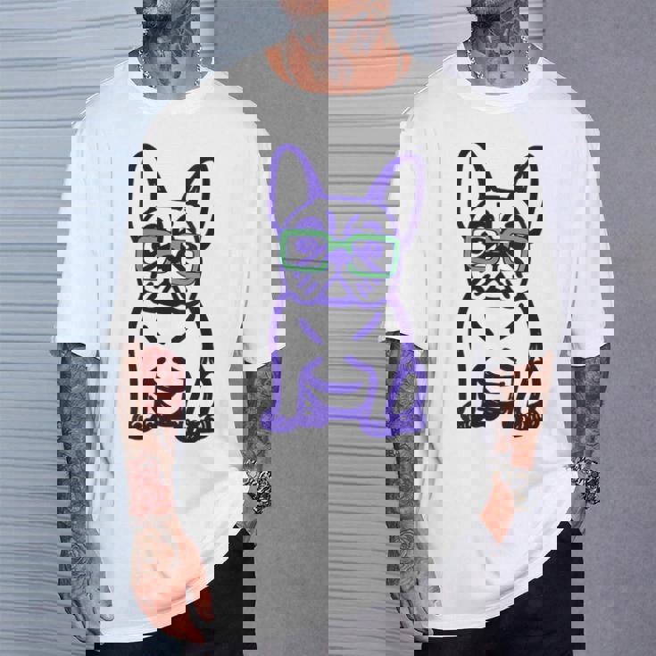 Cute French Bulldog Graphic With Glasses Pop Art Frenchie T-Shirt Gifts for Him Cute French Bulldog Graphic With Glasses Pop Art Frenchie T-Shirt Gifts for Him