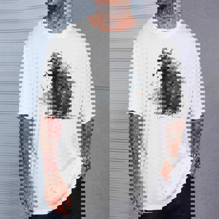 Gorilla Lover アートワーク 鳥 動物 モチーフ ゴリラ Tシャツ 彼への贈り物