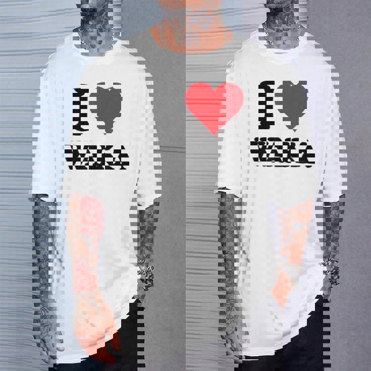 I Heart Waka ファーストネーム I Love パーソナライズ Tシャツ 彼への贈り物