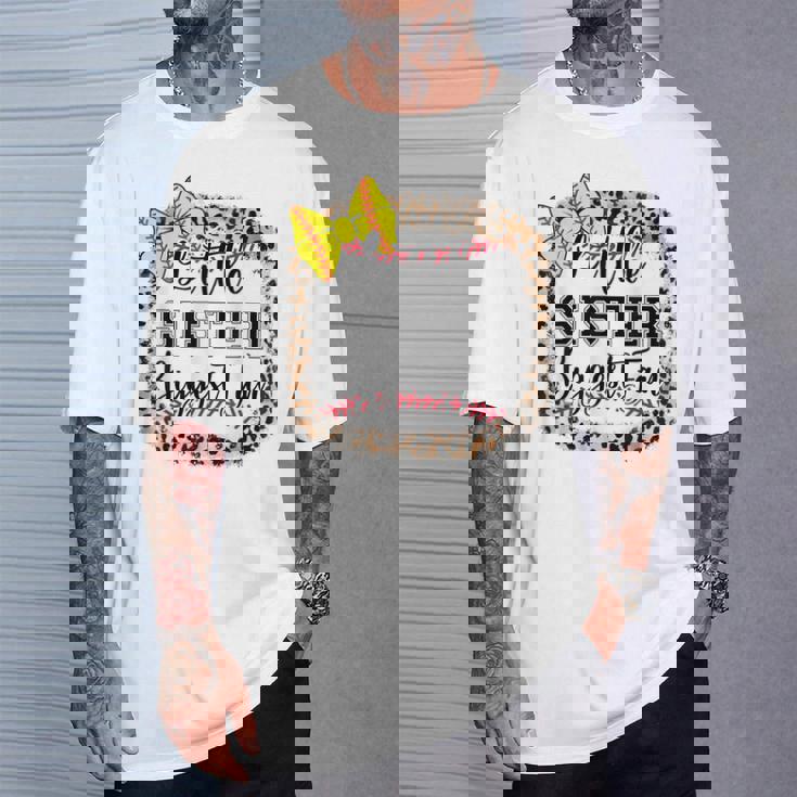 Little Sister Biggest Fan Softball Bow Catcher N Girl Mom T-Shirt Gifts for Him