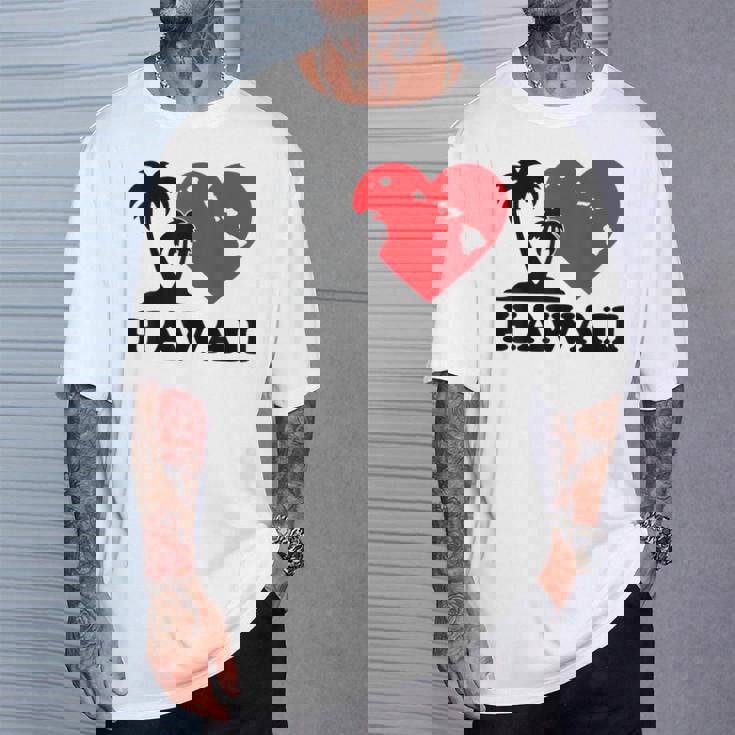 I Love Hawaii ハワイアンハートパーム レディース メンズ ボーイズ ガールズ Tシャツ 彼への贈り物