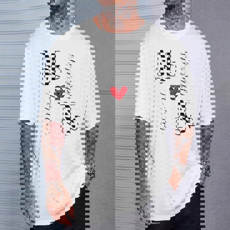 M & N カップル イニシャル 結婚式 記念日 新築祝い Tシャツ 彼への贈り物