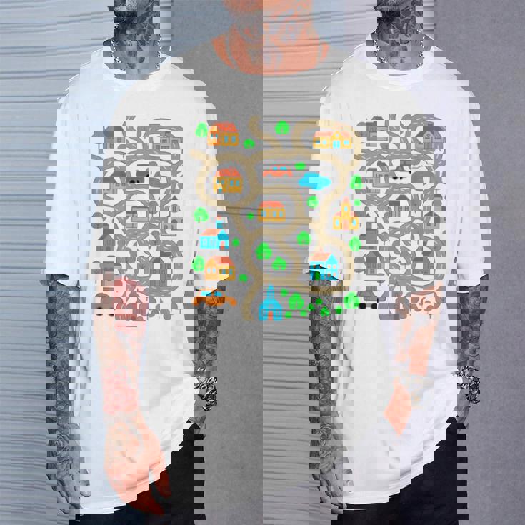 Play Cars On Dad's Back Mat Road Car Race Track Festa Del Papà Maglietta Regalos para él