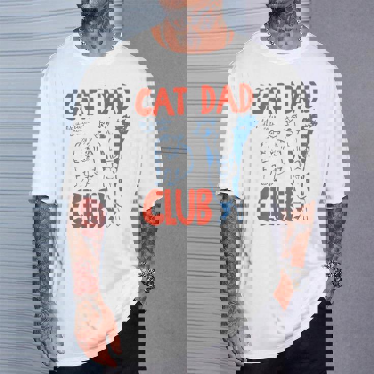 Sul Retro Cat Dad Club Life Is Better With Cats Festa Del Papà Maglietta Regalos para él