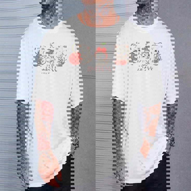 かわいい ねこ さくらんぼ カワイイ 日本風 キャット カートゥーン Tシャツ 彼への贈り物