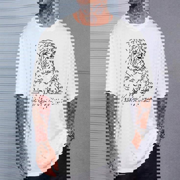 イングリッシュブルドッグ ママ ブルドッグ ママ キュート ラインアート 犬 アーティスティック Tシャツ 彼への贈り物