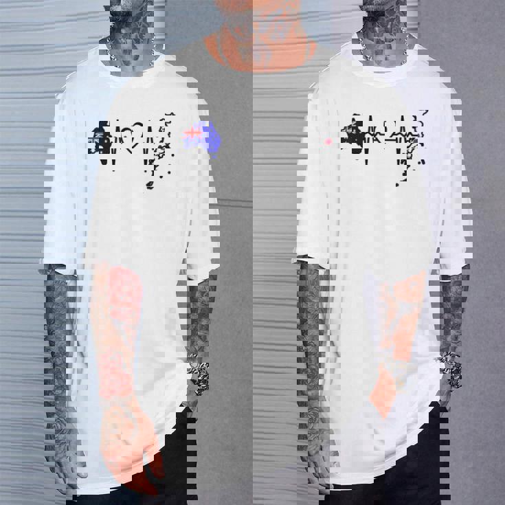 オーストラリア 日本 ハートビート オーストラリア 日本国旗 Tシャツ 彼への贈り物