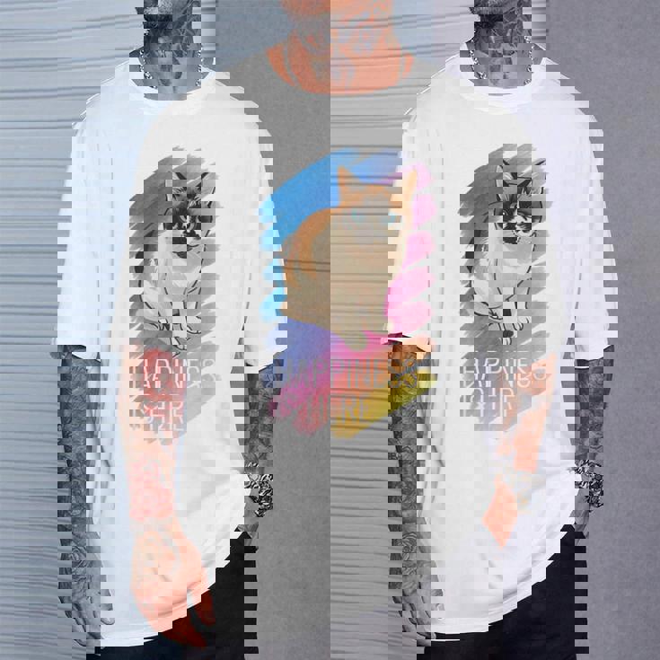 シャム猫 ラグドール ネコ 青い瞳 ブルーアイ かわいい 癒し 幸せ 前向き 猫好き グラデーション Tシャツ 彼への贈り物