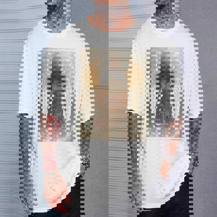 バックプリントtシャツ セクシーなブルネットエンジェルピンナップガール 長袖tシャツ Tシャツ 彼への贈り物