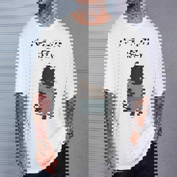 パーフェクトボディ 猫 デブ猫 太った猫 面白tシャツ おもしろ文字 ギャグ ネタ おもしろグッズ かわいい 動物好き Tシャツ 彼への贈り物