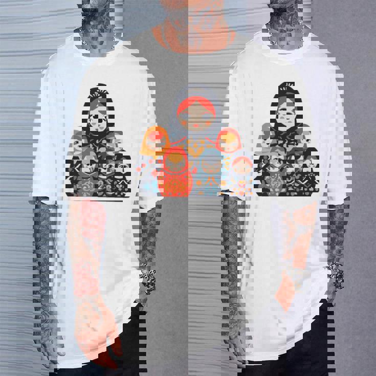 マトリョーシカ ロシア人形 入れ子人形 マトリョーシカ 長袖tシャツ Tシャツ 彼への贈り物