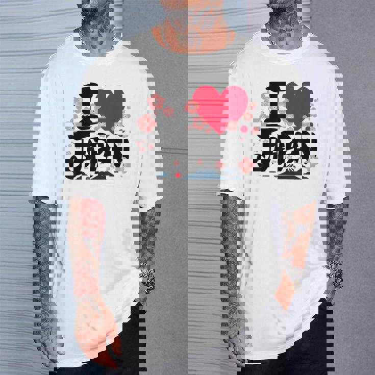 日本人 I Love Japan 桜 旗 富士山 旅行 Tシャツ 彼への贈り物