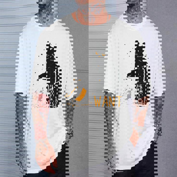 私は何をしたい黒猫カップ面白いグラフィック猫愛好家 Tシャツ 彼への贈り物